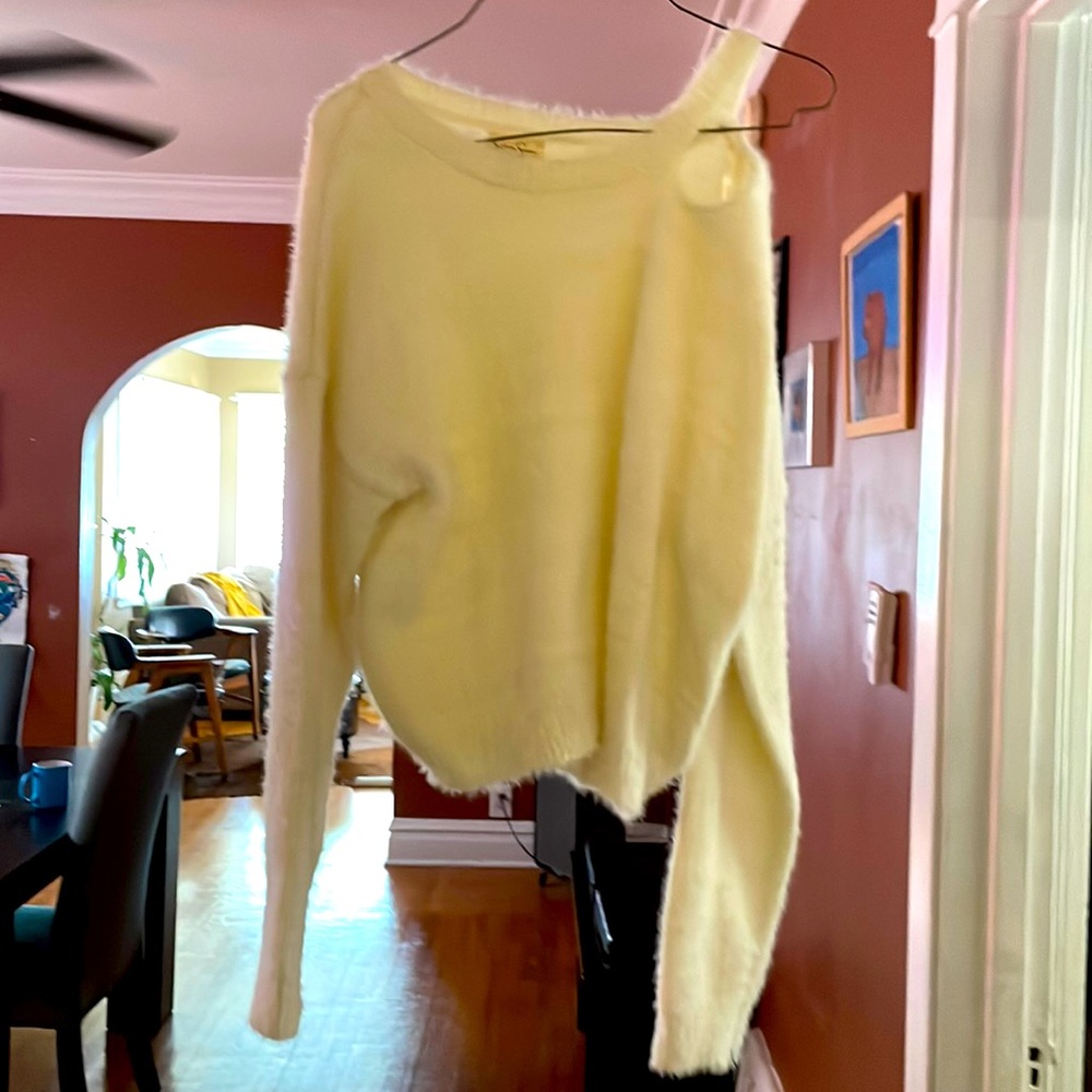Jessica Simpson sweater.. cropped and slit sexy shoulder